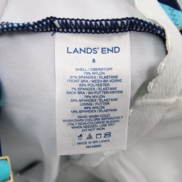 NWOT Lands End Fly Away Swim Tankini Top Floral Blue Underwire Size 8 - Picture 9 of 10